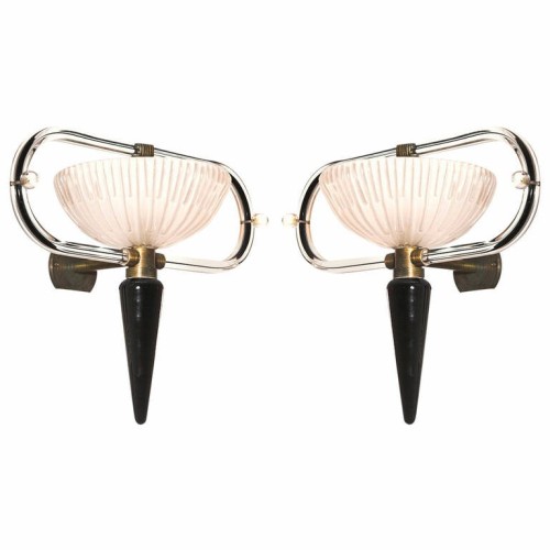 Pair of Italian Sconces, Attributed to Camer Glass, circa 1960s