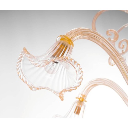 Italian Mid-Century Chandelier, in Transparent and Gold, Attributed to Seguso