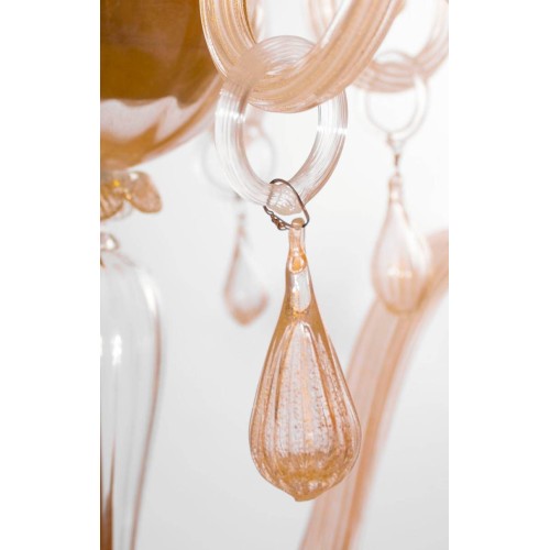 Italian Mid-Century Chandelier, in Transparent and Gold, Attributed to Seguso