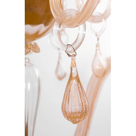 Italian Mid-Century Chandelier, in Transparent and Gold, Attributed to Seguso