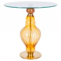 Italian Cocktail Table in Blown Murano Glass Amber with Brass Core Contemporary *