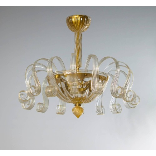 Italian Gold Murano Chandelier, circa 1980s
