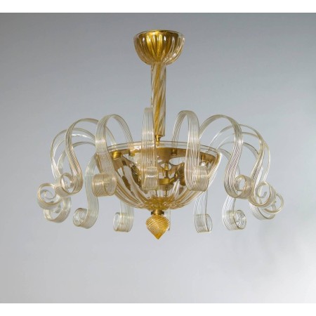 Italian Gold Murano Chandelier, circa 1980s