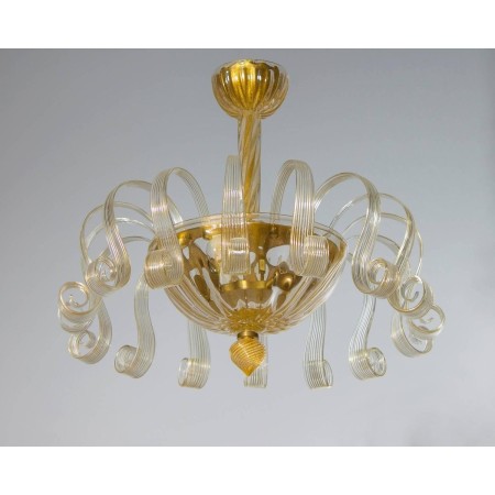 Italian Gold Murano Chandelier, circa 1980s