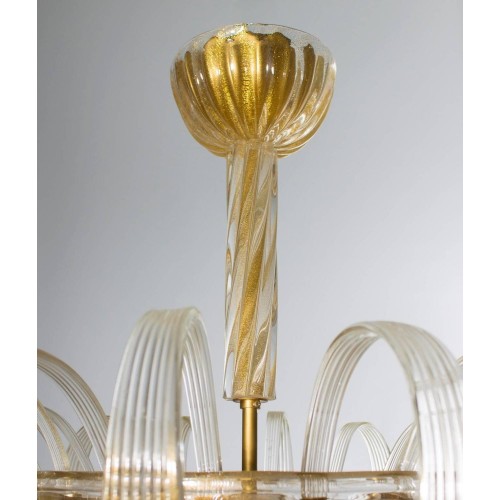 Italian Gold Murano Chandelier, circa 1980s