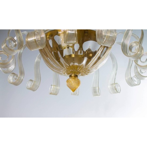 Italian Gold Murano Chandelier, circa 1980s