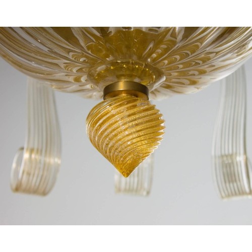Italian Gold Murano Chandelier, circa 1980s