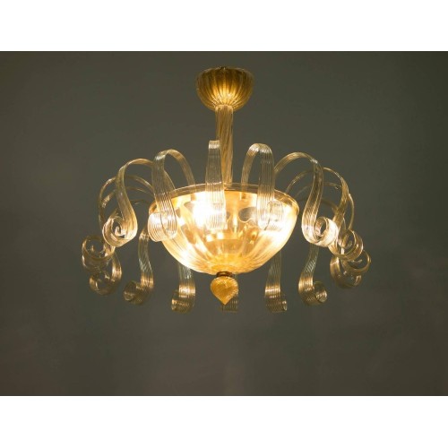 Italian Gold Murano Chandelier, circa 1980s